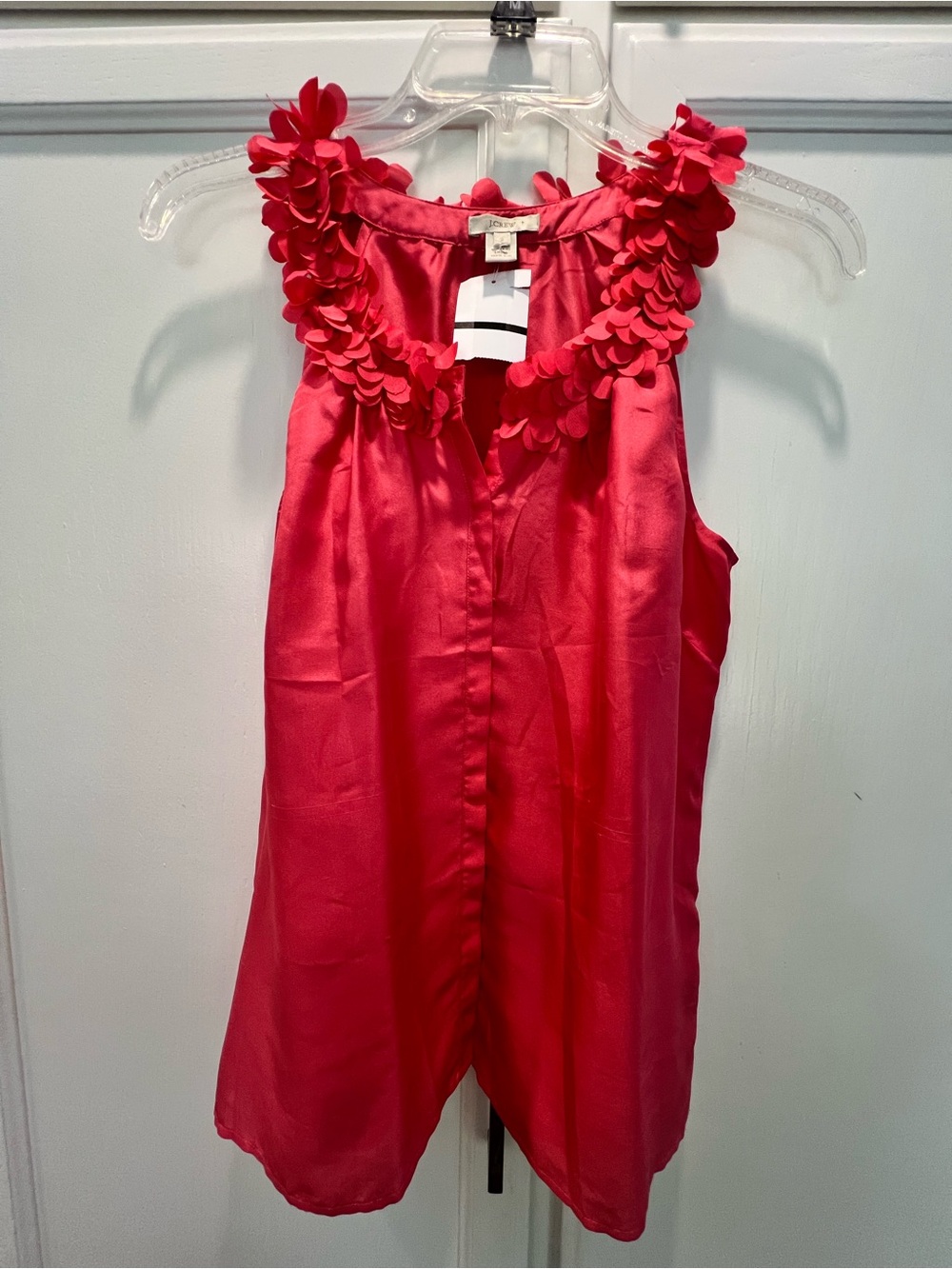 J.Crew Silk Coral Floral Appliqué Sleeveless Top. Size 2